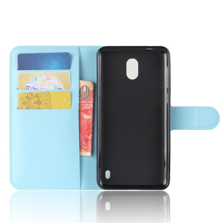 For Nokia 2 Litchi Texture Flip Leather Stand Wallet Mobile Case - Blue-3
