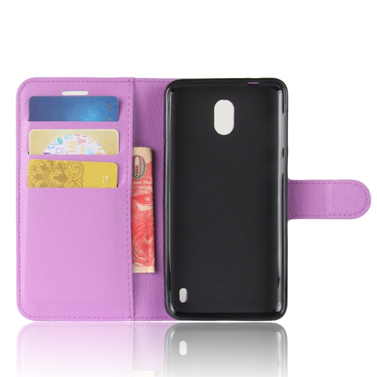 For Nokia 2 Litchi Texture Flip Leather Mobile Cover with Stand Wallet - Purple-3