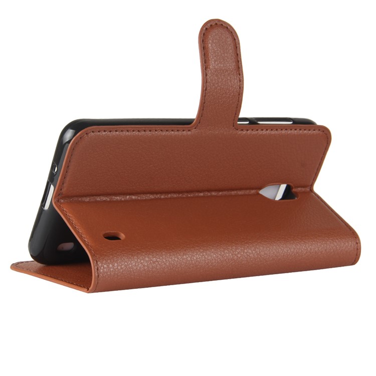 Wallet Stand Litchi Texture PU Leather Mobile Casing for Nokia 2 - Brown-5