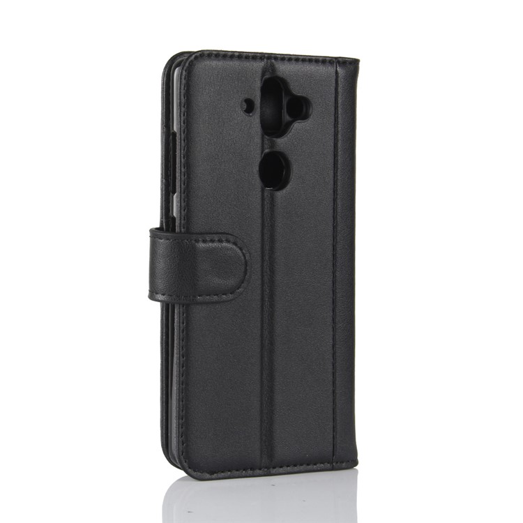 Genuine Split Leather Wallet Flip Stand Phone Case for Nokia 9 - Black-5