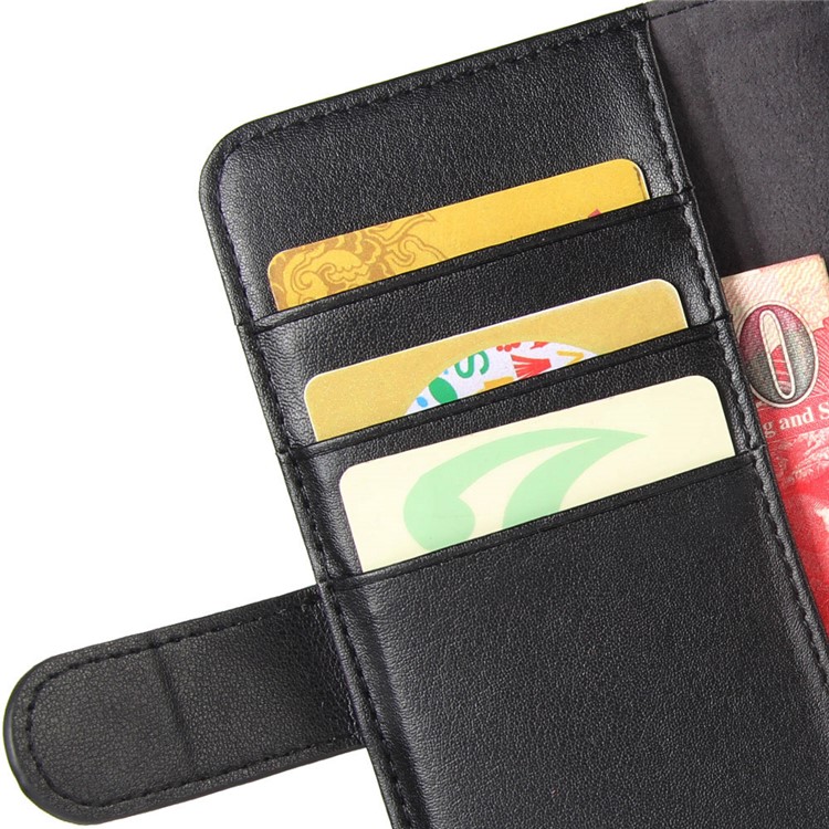 Genuine Split Leather Wallet Flip Stand Phone Case for Nokia 9 - Black-8