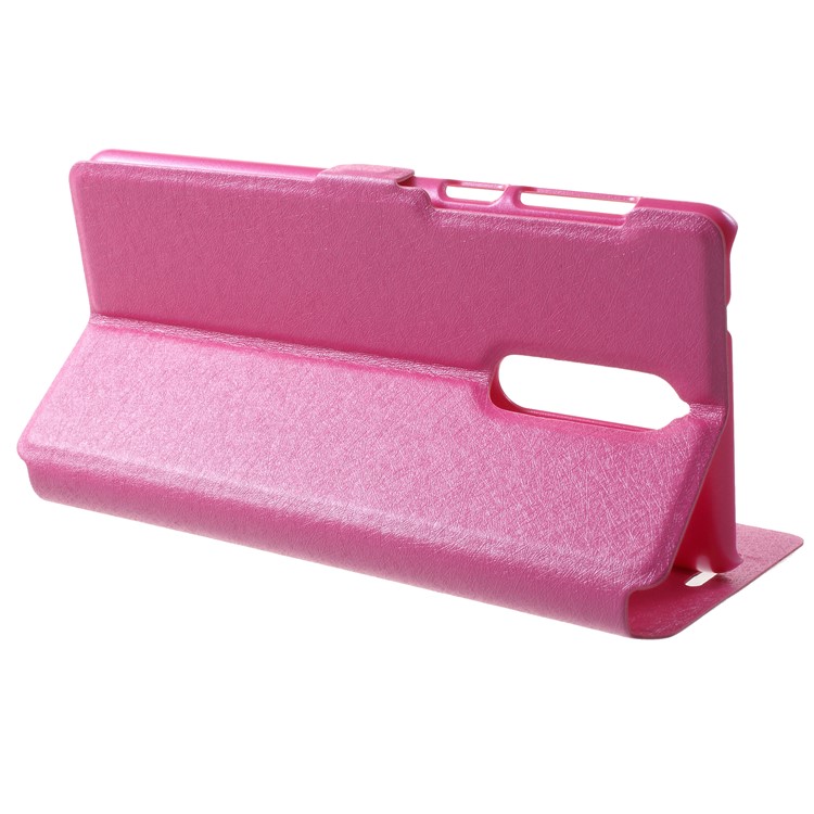 Silk Texture Dual Window Leather Phone Case for Nokia 8 - Rose-4