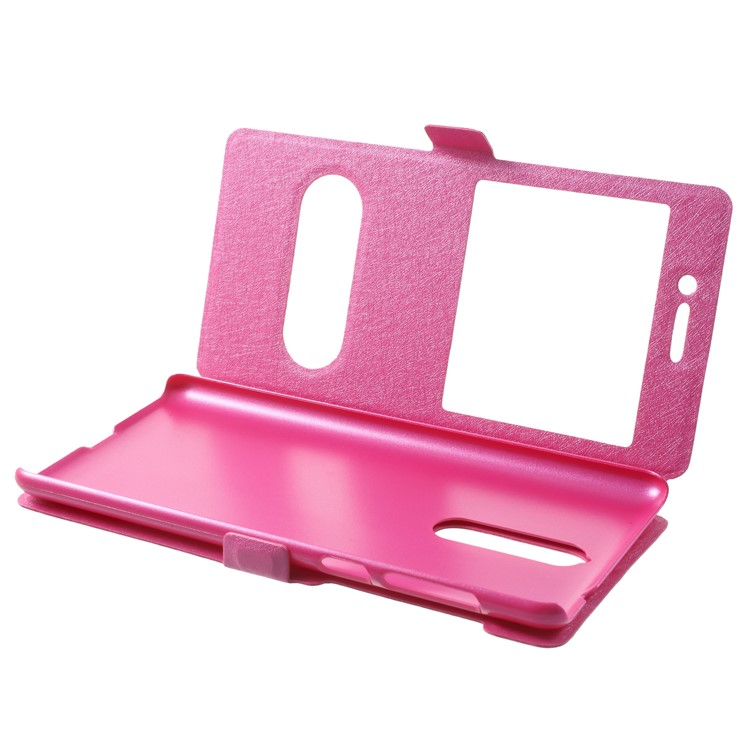 Silk Texture Dual Window Leather Phone Case for Nokia 8 - Rose-5