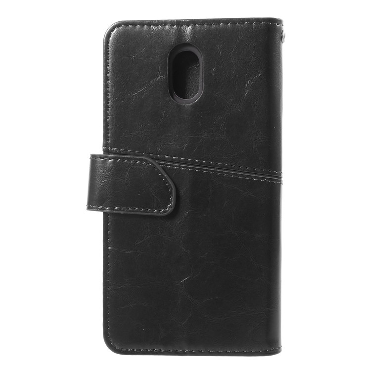 K'TRY for Nokia 3 Geometric Splicing Series Leather Stand Protective Case - Black-2