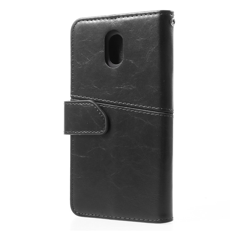 K'TRY for Nokia 3 Geometric Splicing Series Leather Stand Protective Case - Black-4