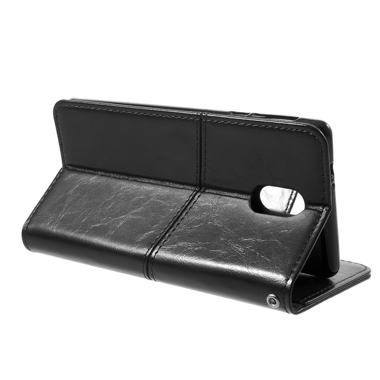 K'TRY for Nokia 3 Geometric Splicing Series Leather Stand Protective Case - Black-5