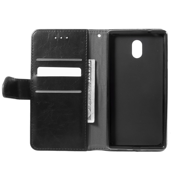 K'TRY for Nokia 3 Geometric Splicing Series Leather Stand Protective Case - Black-6
