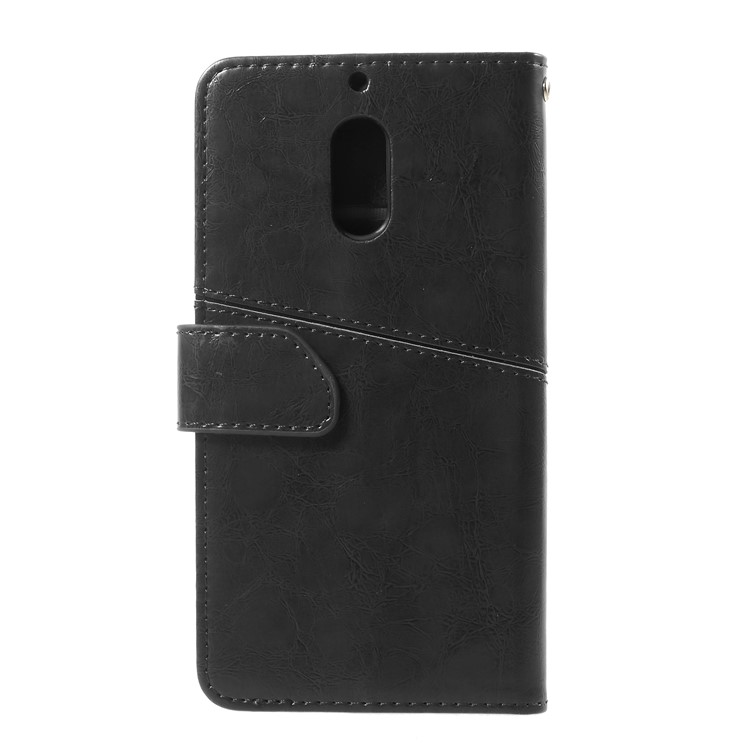 K'TRY Geometric Splicing Series Leather Wallet Case for Nokia 6 - Black-2