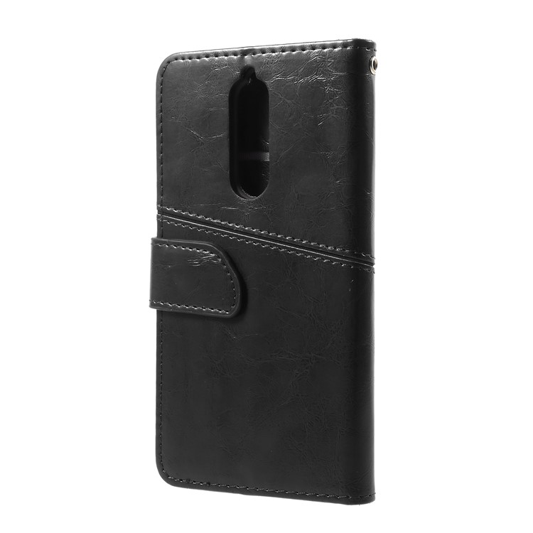 K'TRY Geometric Splicing Series Leather Wallet Case for Nokia 8 - Black-4