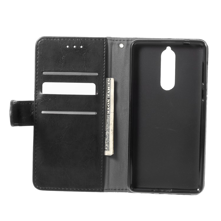 K'TRY Geometric Splicing Series Leather Wallet Case for Nokia 8 - Black-6