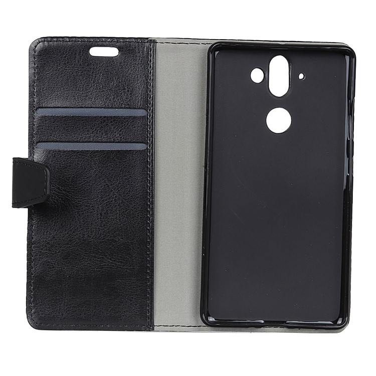 Crazy Horse PU Leather Wallet Stand Phone Shell for Nokia 9 - Black-3