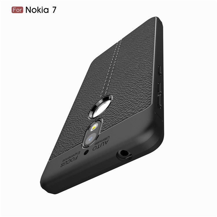 Litchi Grain Soft TPU Back Cover for Nokia 7 - Black-3