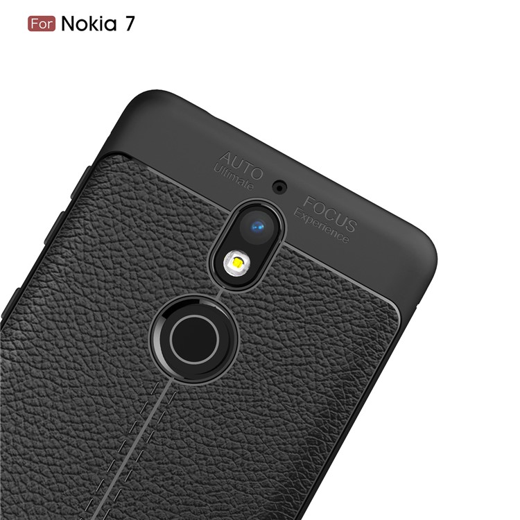 Litchi Grain Soft TPU Back Cover for Nokia 7 - Black-4