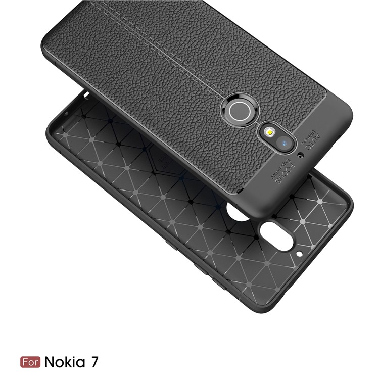 Litchi Grain Soft TPU Back Cover for Nokia 7 - Black-5