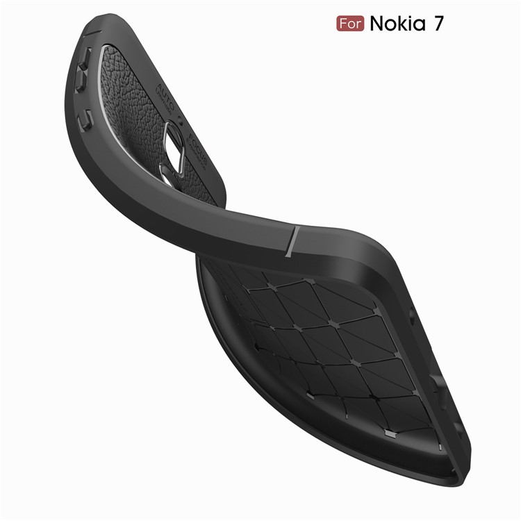 Litchi Grain Soft TPU Back Cover for Nokia 7 - Black-6