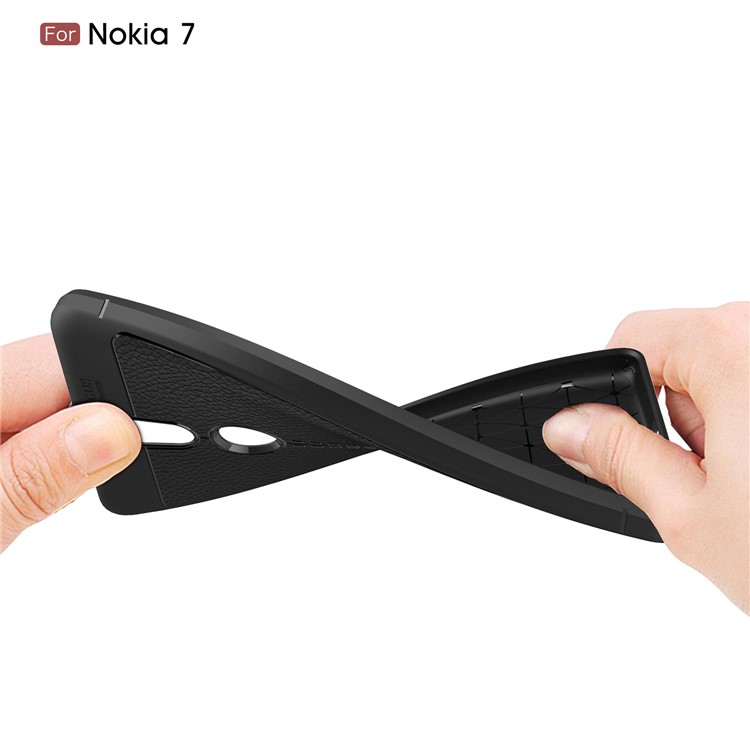 Litchi Grain Soft TPU Back Cover for Nokia 7 - Black-7
