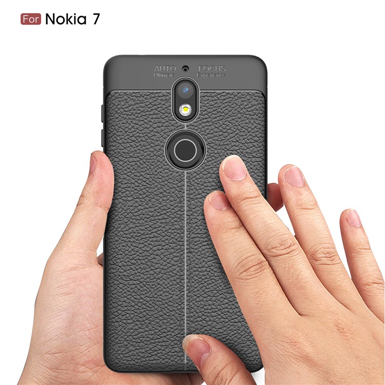 Litchi Grain Soft TPU Back Cover for Nokia 7 - Black-8