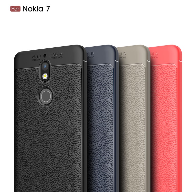 Litchi Grain Soft TPU Back Cover for Nokia 7 - Black-9