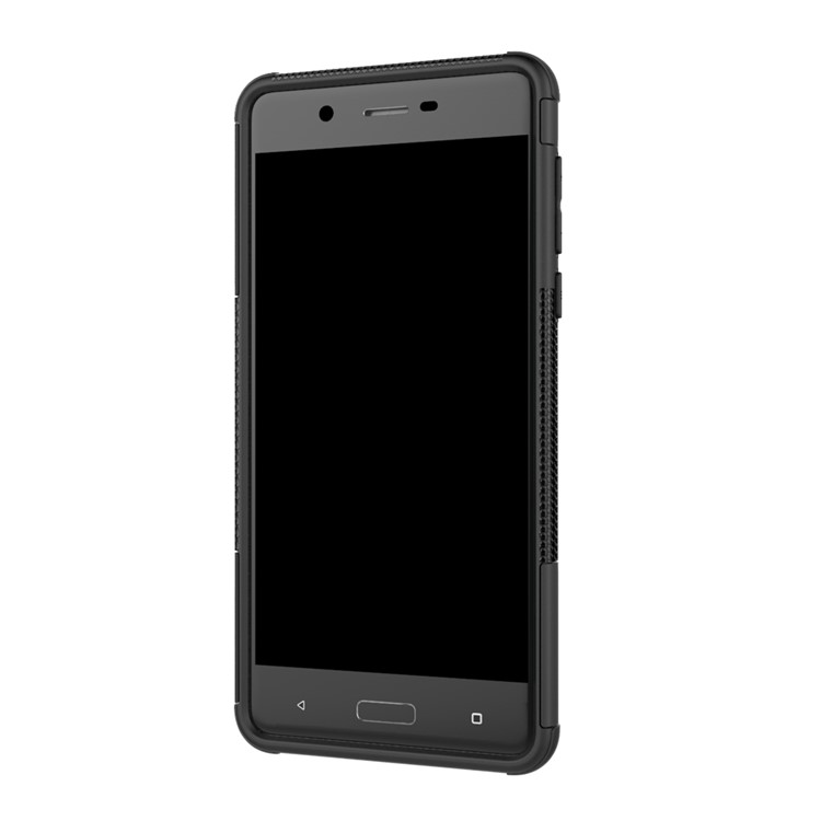 Anti-slip PC + TPU Hybrid Case with Kickstand for Nokia 5 - Black-4