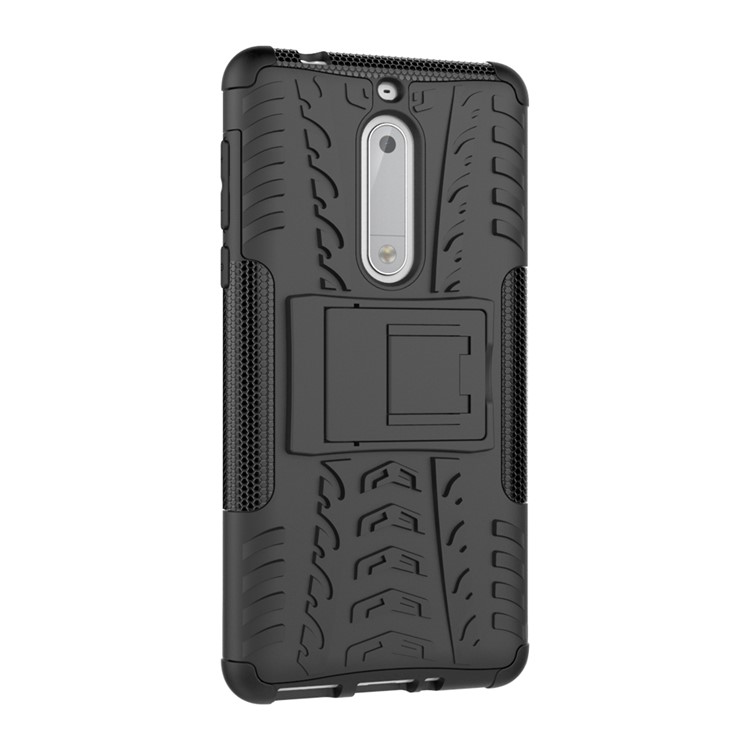 Anti-slip PC + TPU Hybrid Case with Kickstand for Nokia 5 - Black-6