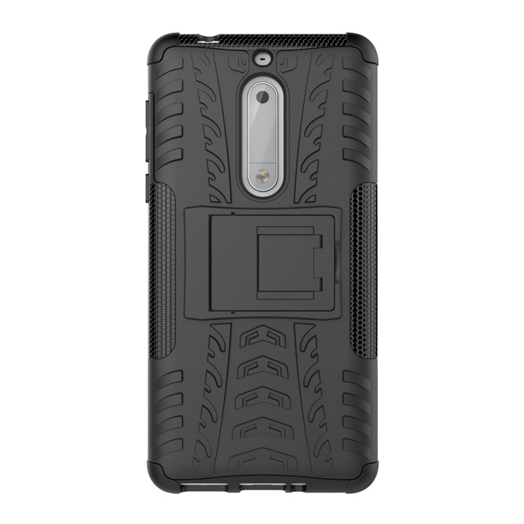 Anti-slip PC + TPU Hybrid Case with Kickstand for Nokia 5 - Black-7