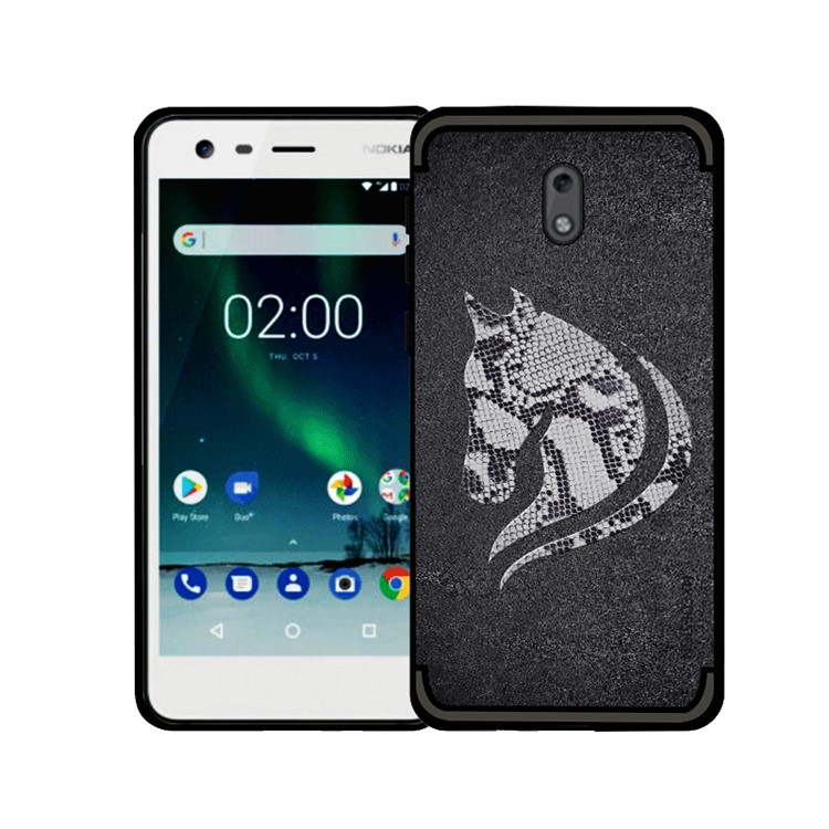 10Pcs/Set NXE for Nokia 2 Snake Textured Horse Pattern TPU Cover Casing - Black-1
