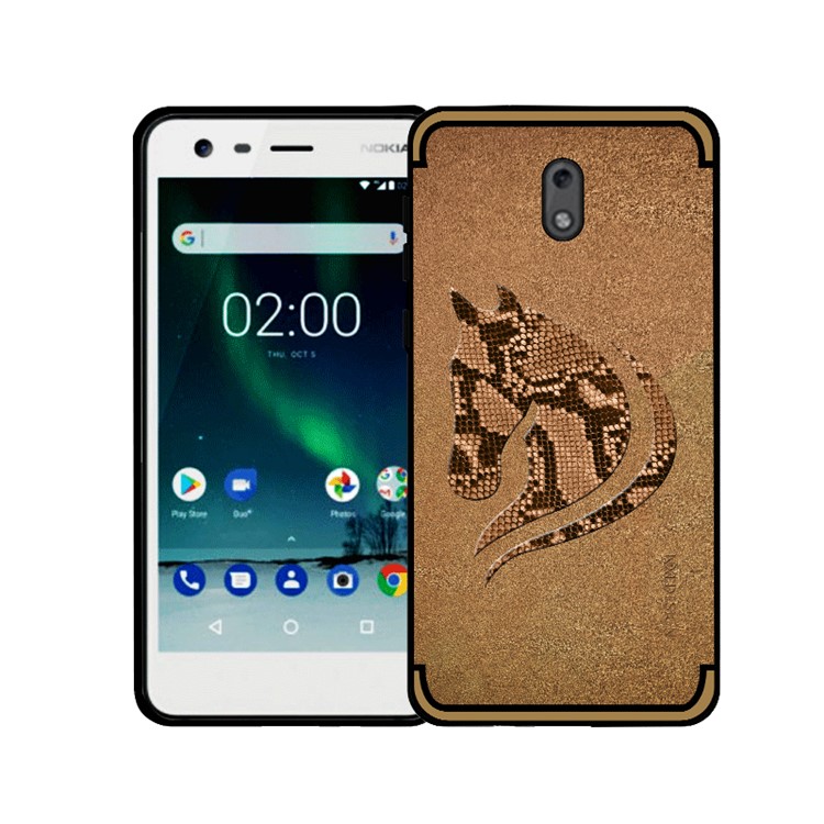 10Pcs/Set NXE for Nokia 2 Snake Textured Horse Pattern TPU Gel Mobile Case - Khaki-1
