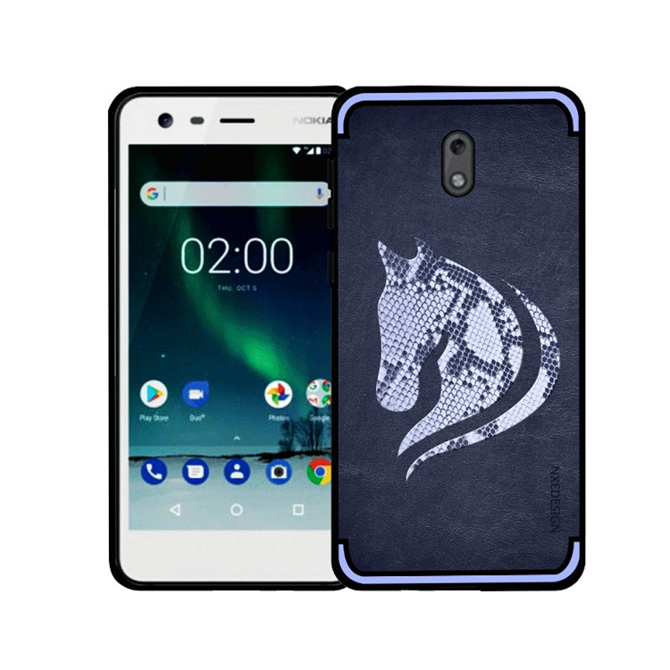 10Pcs/Set NXE for Nokia 2 Snake Textured Horse Pattern TPU Case Protector - Blue-1