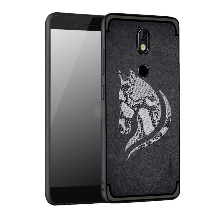 10Pcs/Set NXE Snake Textured Horse Pattern TPU Back Case for Nokia 7 - Black-1