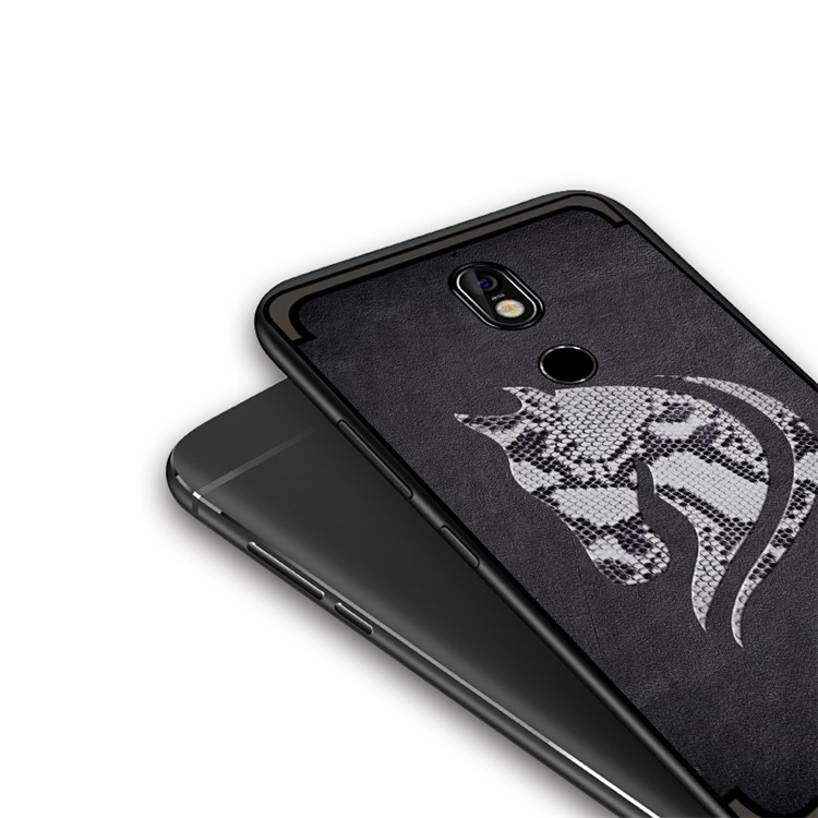 10Pcs/Set NXE Snake Textured Horse Pattern TPU Back Case for Nokia 7 - Black-5