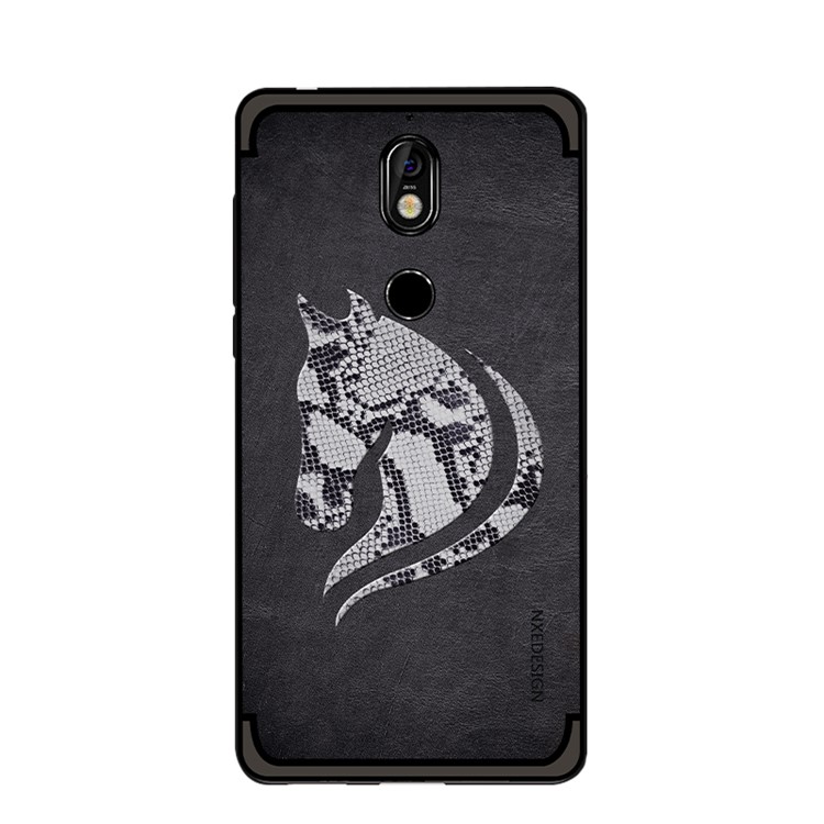 10Pcs/Set NXE Snake Textured Horse Pattern TPU Back Case for Nokia 7 - Black-6