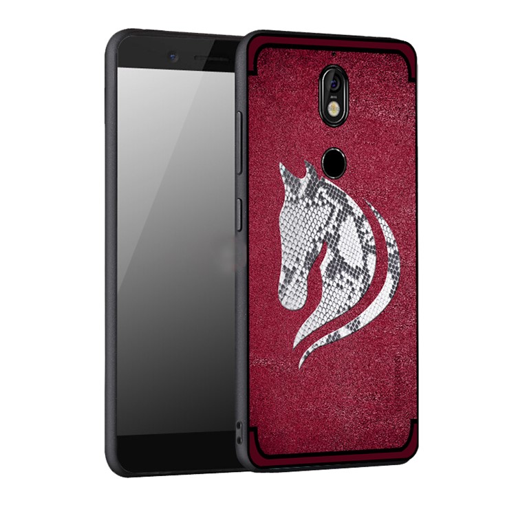 10Pcs/Set NXE Snake Textured Horse Pattern TPU Back Cover for Nokia 7 - Red-1