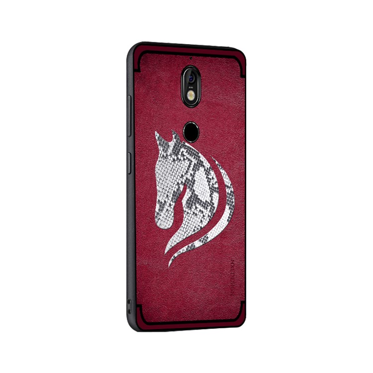 10Pcs/Set NXE Snake Textured Horse Pattern TPU Back Cover for Nokia 7 - Red-2