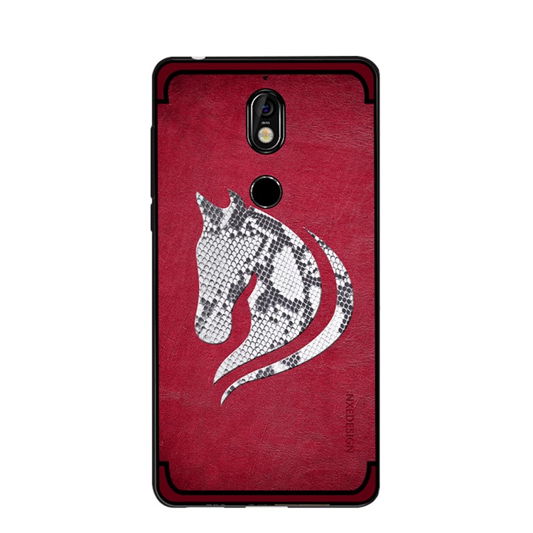 10Pcs/Set NXE Snake Textured Horse Pattern TPU Back Cover for Nokia 7 - Red-4