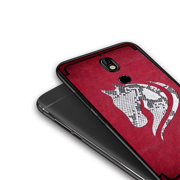 10Pcs/Set NXE Snake Textured Horse Pattern TPU Back Cover for Nokia 7 - Red-5