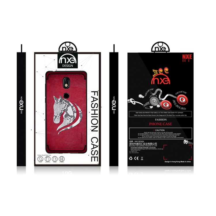 10Pcs/Set NXE Snake Textured Horse Pattern TPU Back Cover for Nokia 7 - Red-6