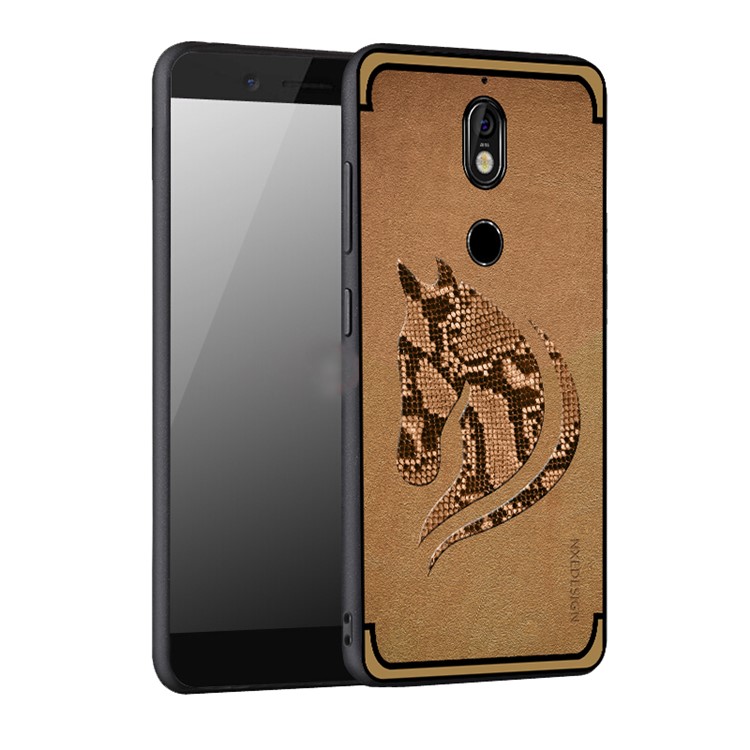 10Pcs/Set NXE Snake Textured Horse Pattern TPU Back Shell for Nokia 7 - Khaki-1