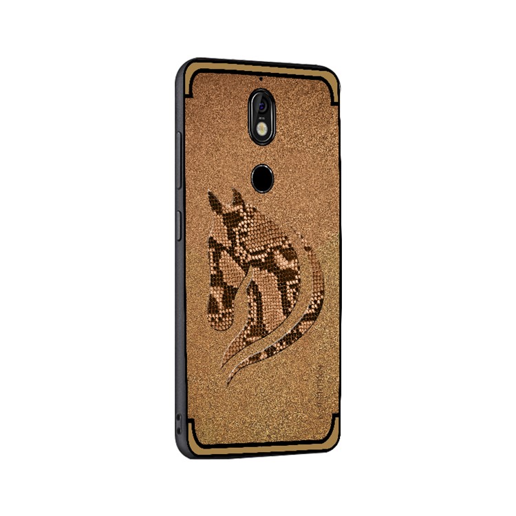 10Pcs/Set NXE Snake Textured Horse Pattern TPU Back Shell for Nokia 7 - Khaki-2