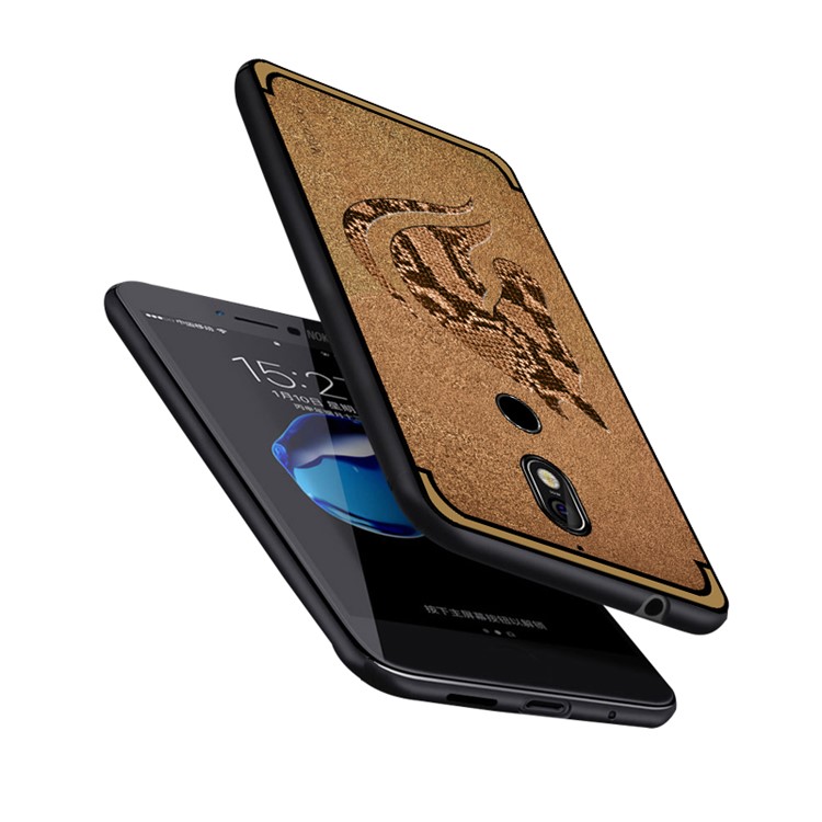10Pcs/Set NXE Snake Textured Horse Pattern TPU Back Shell for Nokia 7 - Khaki-3