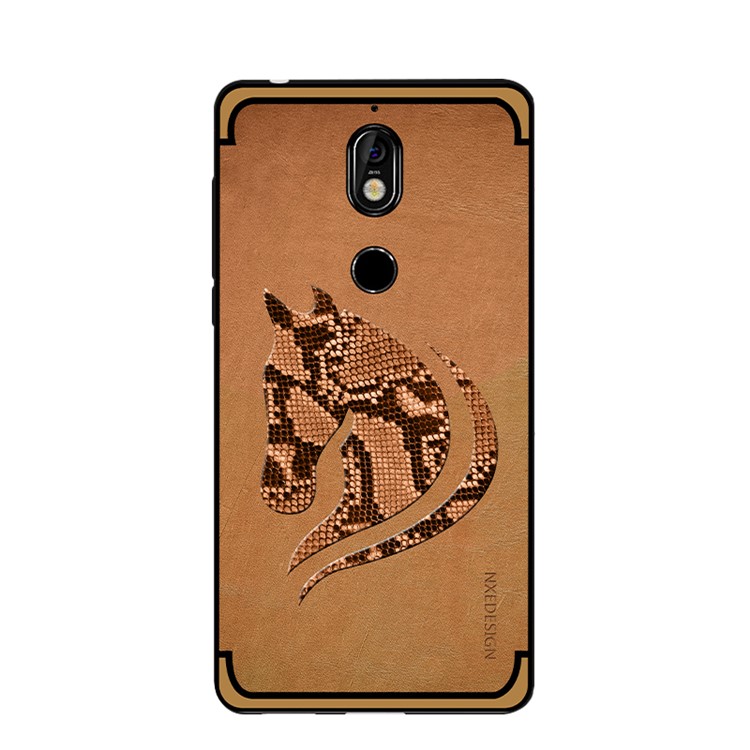 10Pcs/Set NXE Snake Textured Horse Pattern TPU Back Shell for Nokia 7 - Khaki-4