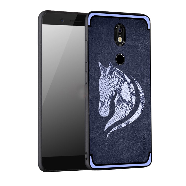 10Pcs/Set NXE Snake Textured Horse Pattern TPU Back Casing for Nokia 7 - Blue-1