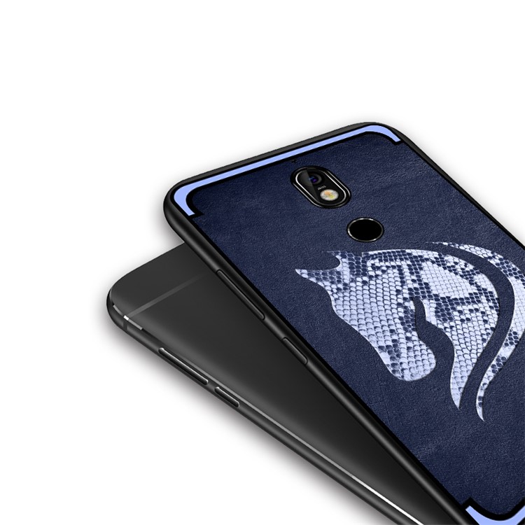 10Pcs/Set NXE Snake Textured Horse Pattern TPU Back Casing for Nokia 7 - Blue-4