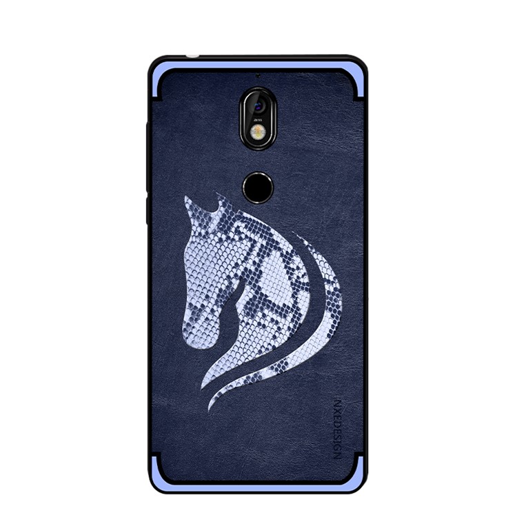 10Pcs/Set NXE Snake Textured Horse Pattern TPU Back Casing for Nokia 7 - Blue-5