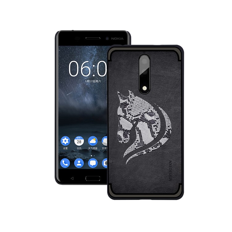 10Pcs/Set NXE Snake Textured Horse Pattern TPU Back Case for Nokia 9 / 8 Sirocco - Black-1