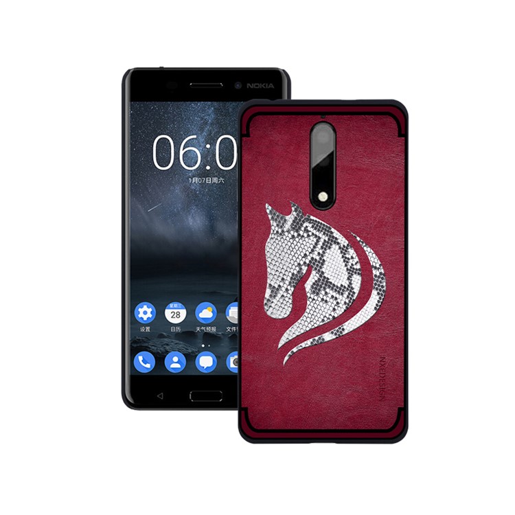10Pcs/Set NXE Snake Textured Horse Pattern TPU Back Cover for Nokia 9 / 8 Sirocco - Red-1