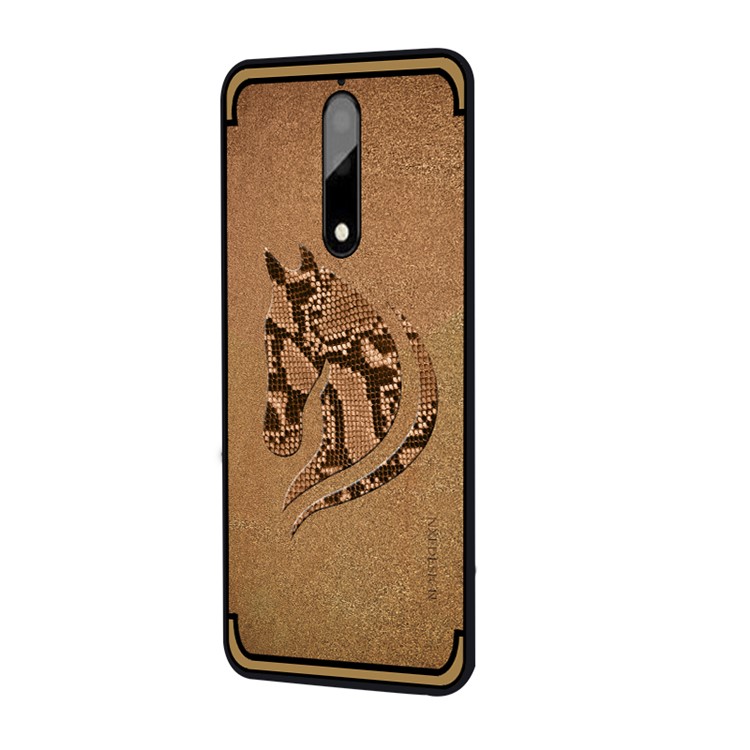 10Pcs/Set NXE Snake Textured Horse Pattern TPU Back Shell for Nokia 9 / 8 Sirocco - Khaki-2
