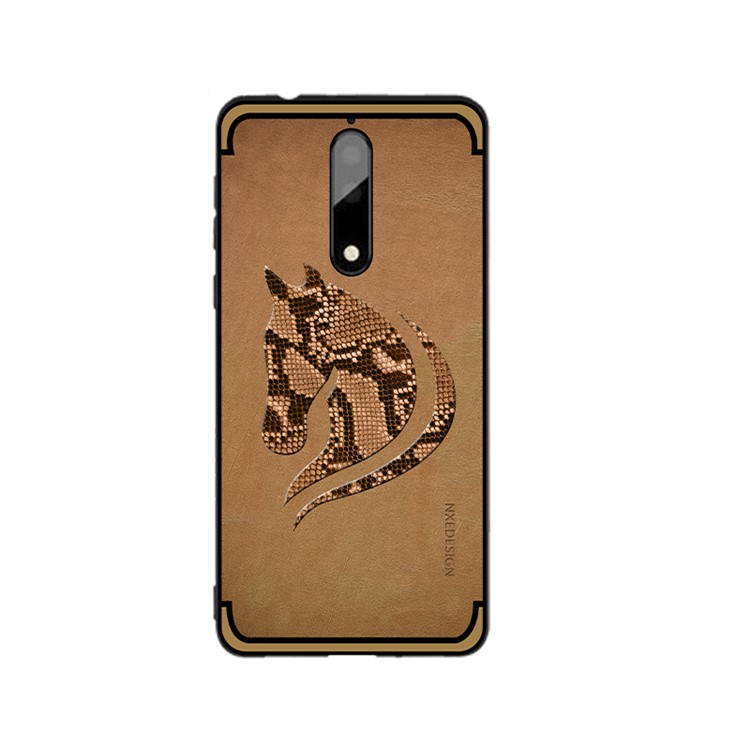 10Pcs/Set NXE Snake Textured Horse Pattern TPU Back Shell for Nokia 9 / 8 Sirocco - Khaki-3