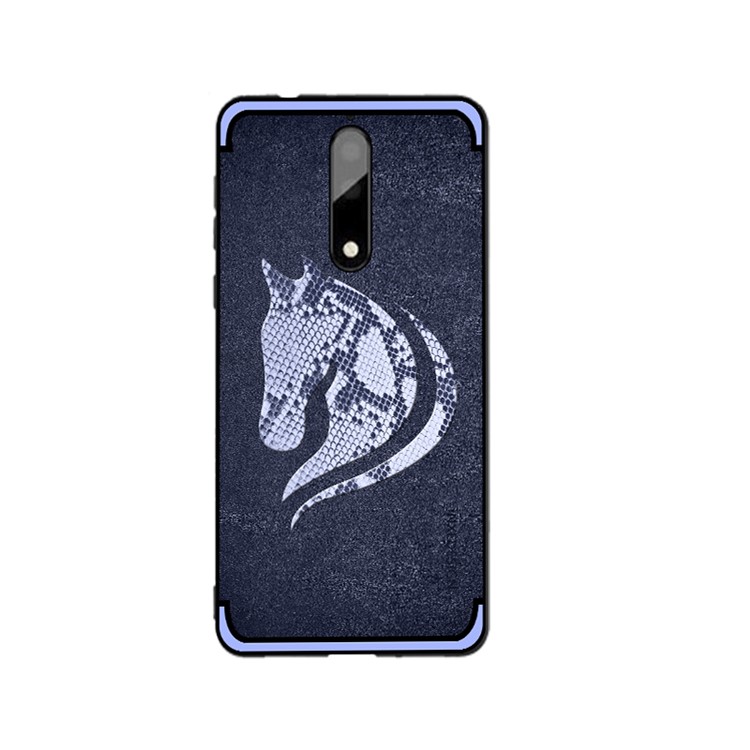 10Pcs/Set NXE Snake Textured Horse Pattern TPU Back Casing for Nokia 9 / 8 Sirocco - Blue-3
