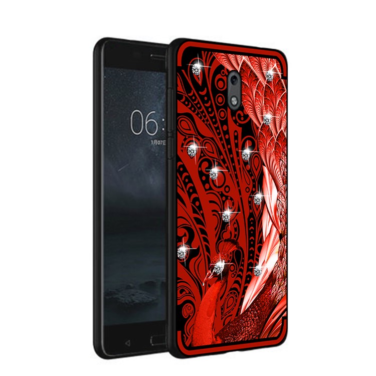 10PCS/Set NXE Unique Series Diamond Peacock TPU Case for Nokia 2 - Red-1