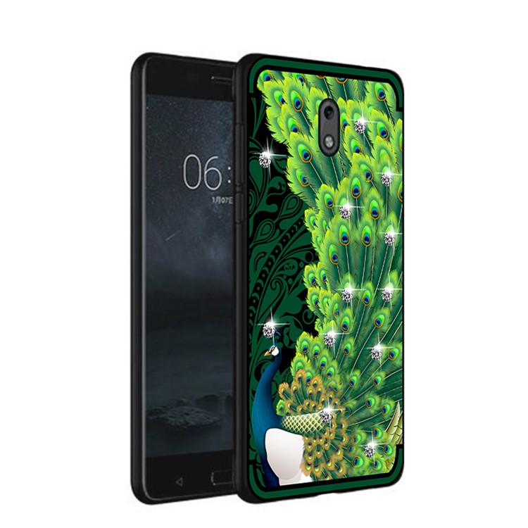 10PCS/Set NXE Unique Series Diamond Peacock TPU Phone Case for Nokia 2 - Green-1